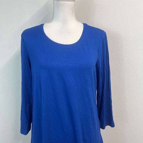 JM Collection Tunic Top size Small Royal Steel Blue Jersey Knit Stretch Modest - Picture 2 of 6